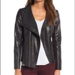 TROUVE CONVERTIBLE DRAPE LEATHER JACKET